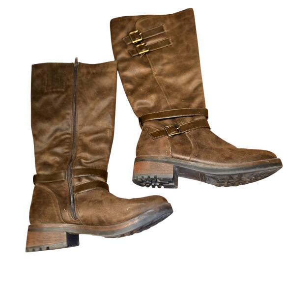 Kensie 9.5 Brown Leather Women's Knee Length Western Riding Boots Shoes 9 1/2 - Picture 4 of 8